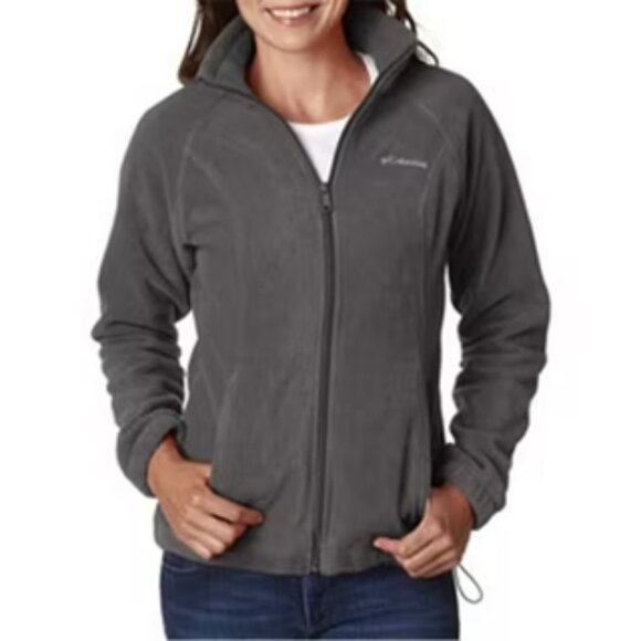 Columbia Women's Gray Benton Springs Mock Neck Full Zip Fleece Jacket Size XS - Picture 1 of 10